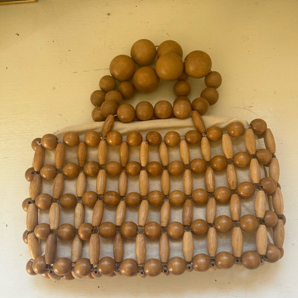 cult gaia Wooden Beaded Clutch
